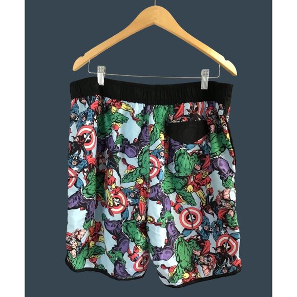 MARVEL -MEN'S GRAPHIC DRAWSTRING ELASTIC WAIST SWIM BOARD SHORTS SIZE X-LARGE - Picture 2 of 6